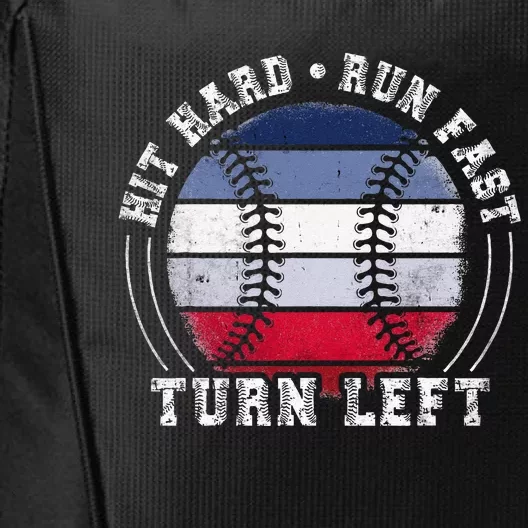 Hit Hard Run Fast Turn Left Baseball Player City Backpack