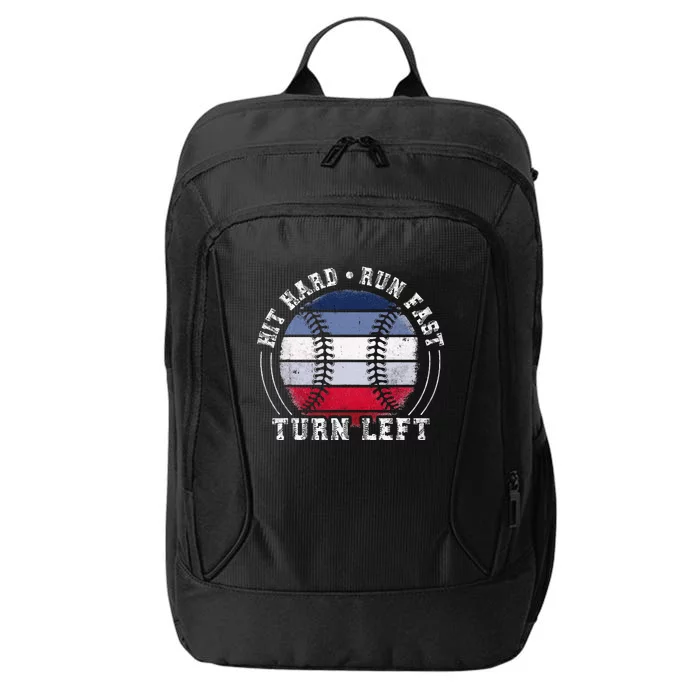 Hit Hard Run Fast Turn Left Baseball Player City Backpack