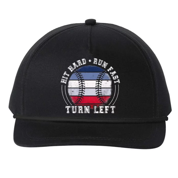 Hit Hard Run Fast Turn Left Baseball Player Snapback Five-Panel Rope Hat