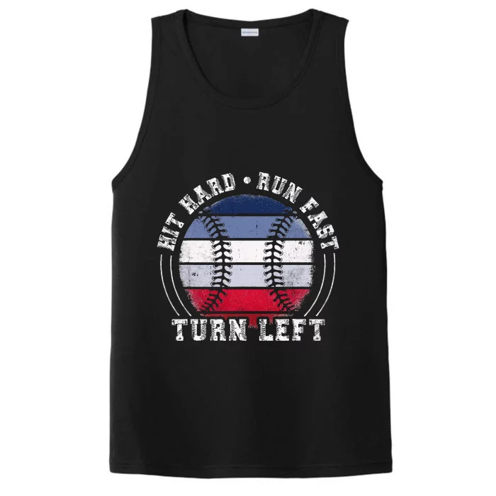 Hit Hard Run Fast Turn Left Baseball Player Performance Tank