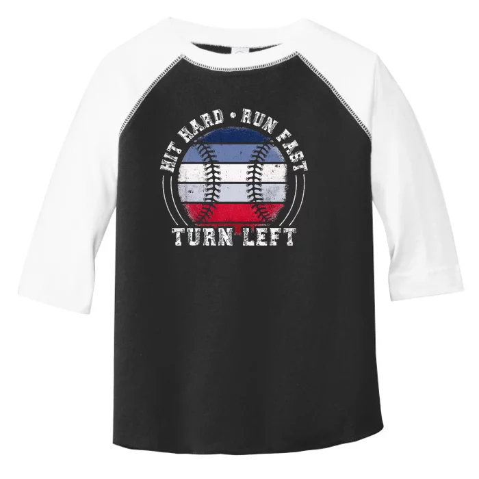 Hit Hard Run Fast Turn Left Baseball Player Toddler Fine Jersey T-Shirt