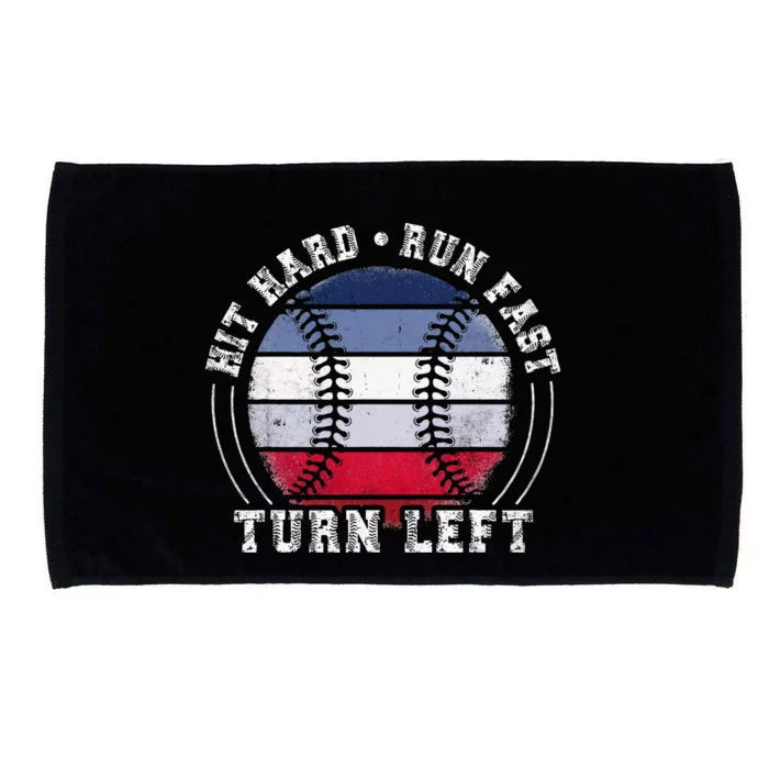 Hit Hard Run Fast Turn Left Baseball Player Microfiber Hand Towel