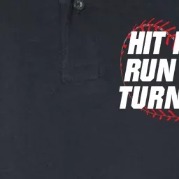 Hit Hard Run Fast Turn Left Funny Baseball Player & Fan Softstyle Adult Sport Polo