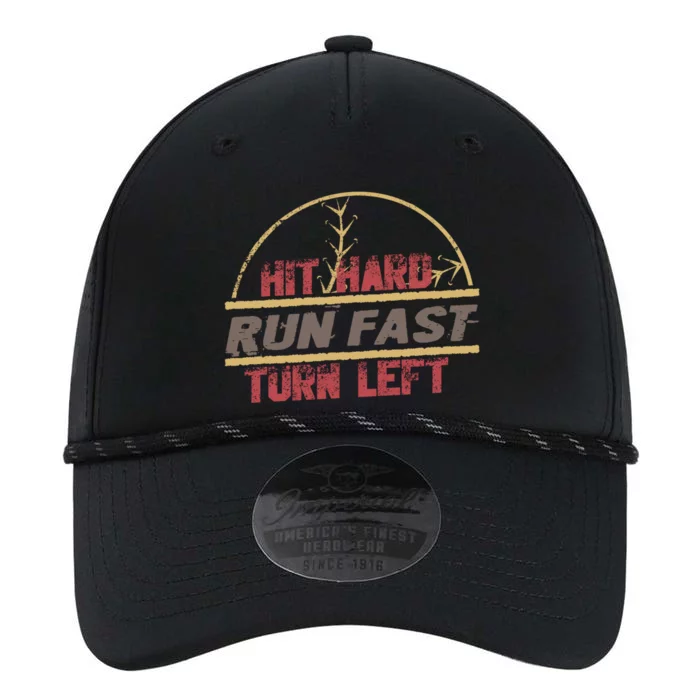 Hit Hard Run Fast Turn Left Funny Baseball Gift Performance The Dyno Cap