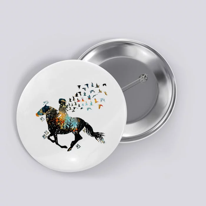 Horse Horseback Riding Life Nature Bird Horse Girls Women Button