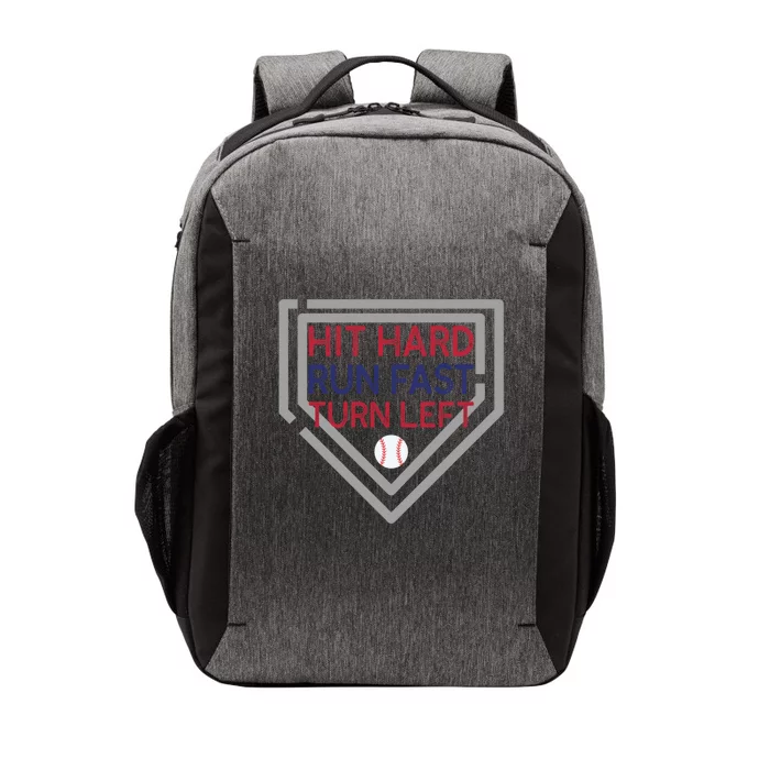 Hit Hard Run Fast Turn Left Baseball Diamond Gift Vector Backpack