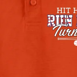 Hit Hard Run Fast Turn Left Baseball Player Softball Funny Gift Dry Zone Grid Performance Polo