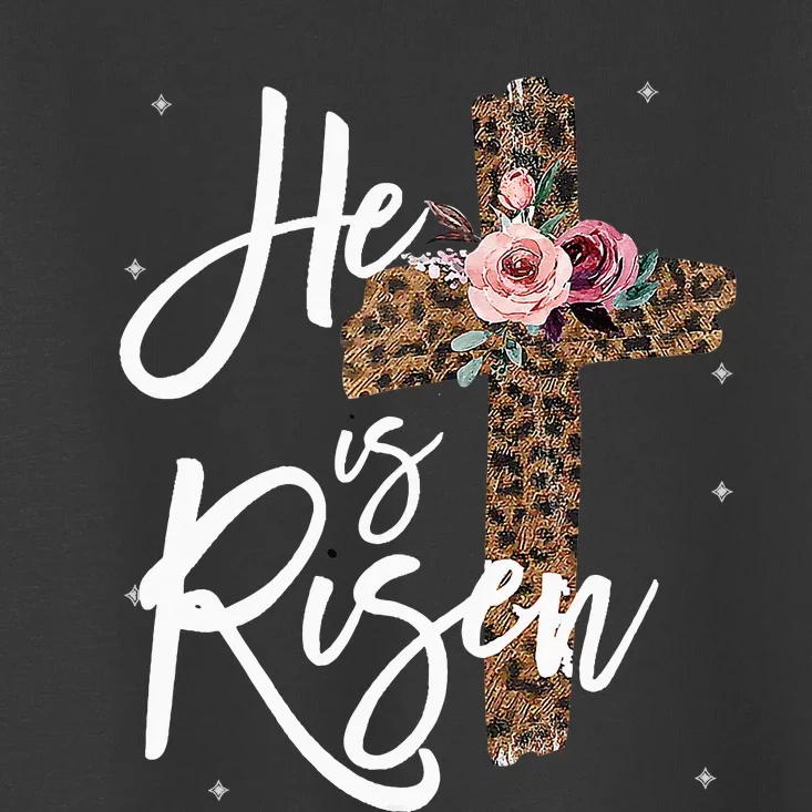 He has Risen Easter Day Jesus Cross Leopard Plus Toddler T-Shirt