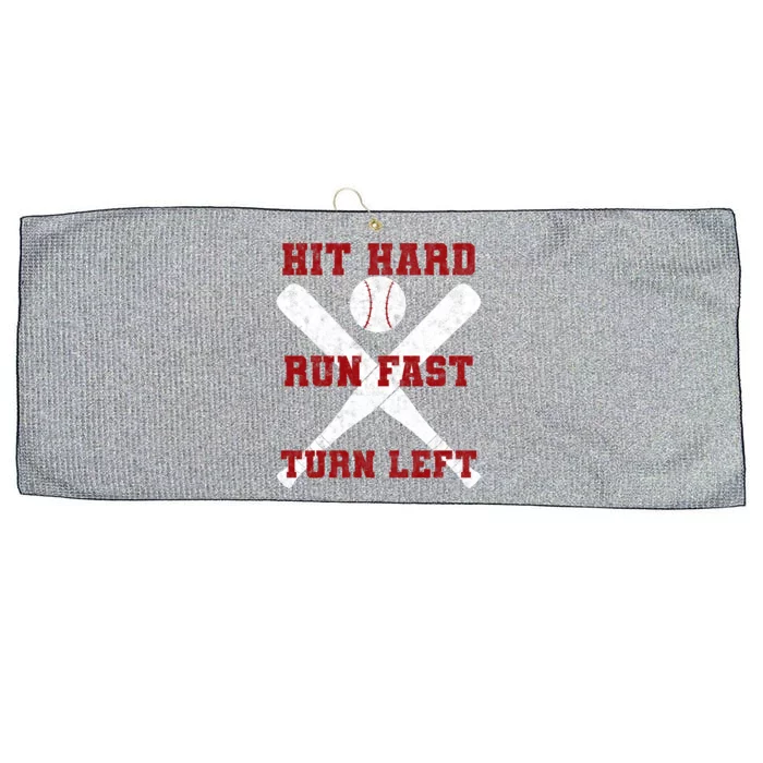 Hit Hard Run Fast Turn Left Baseball Player Gift Large Microfiber Waffle Golf Towel