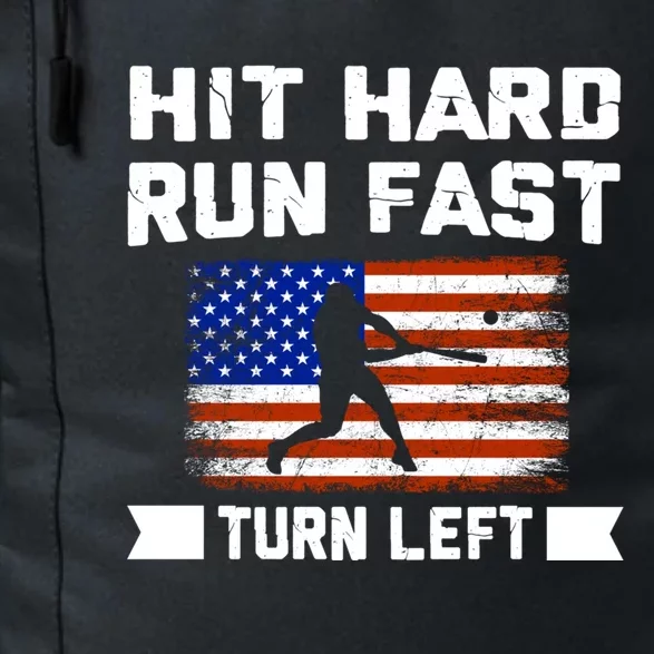 Hit Hard Run Fast Turn Left Baseball Gift Daily Commute Backpack