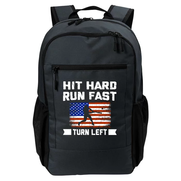 Hit Hard Run Fast Turn Left Baseball Gift Daily Commute Backpack