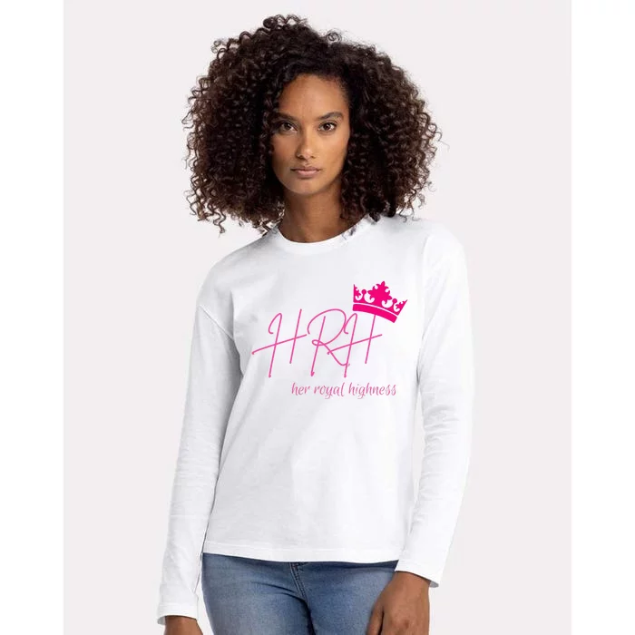 Hrh Her Royal Highness Pink Tiara Womens Cotton Relaxed Long Sleeve T-Shirt