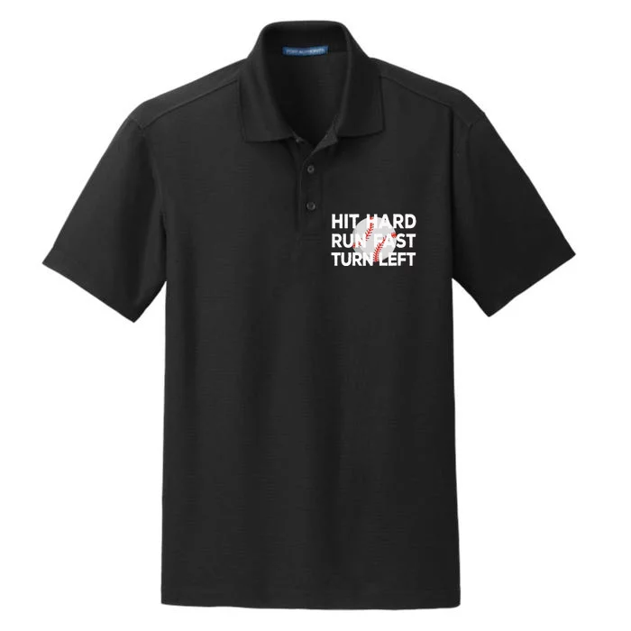 Hit Hard Run Fast Turn Left Baseball Dry Zone Grid Performance Polo