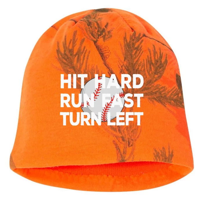 Hit Hard Run Fast Turn Left Baseball Kati - Camo Knit Beanie