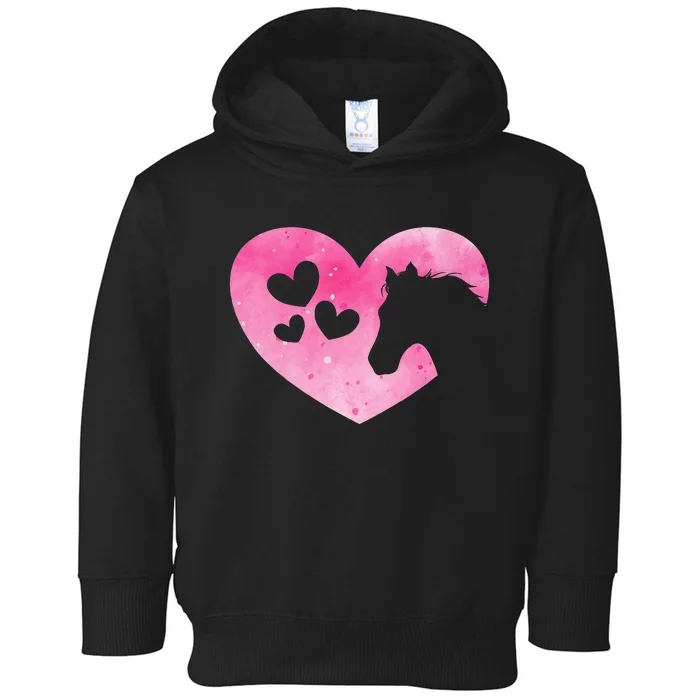 Heart Horseback Riding Cute Horse Lover Pink Horse Toddler Hoodie