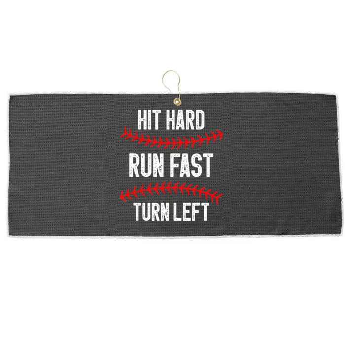 Hit Hard Run Fast Turn Left Funny Baseball Player Large Microfiber Waffle Golf Towel