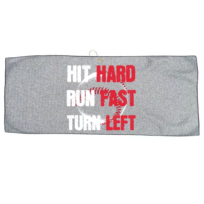 Hit Hard Run Fast Turn Left Baseball Cool Gift Large Microfiber Waffle Golf Towel