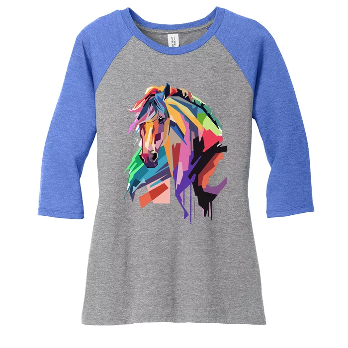 Horse Horseback Riding Equestrian Women's Tri-Blend 3/4-Sleeve Raglan Shirt