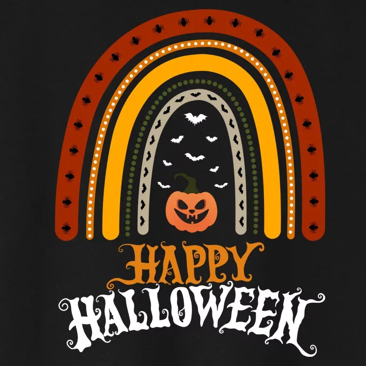 Happy Halloween Rainbow Pumpkin Women's Crop Top Tee