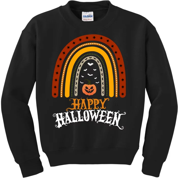 Happy Halloween Rainbow Pumpkin Kids Sweatshirt