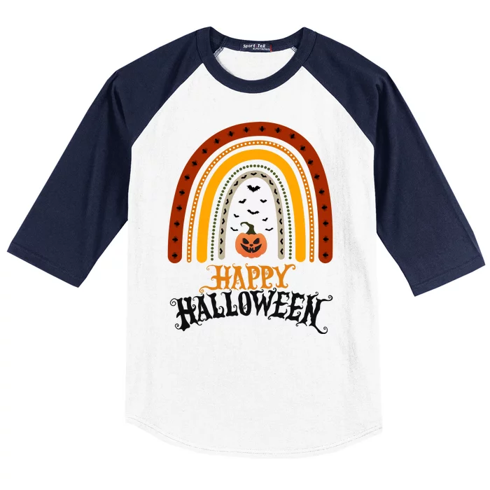 Happy Halloween Rainbow Pumpkin Baseball Sleeve Shirt