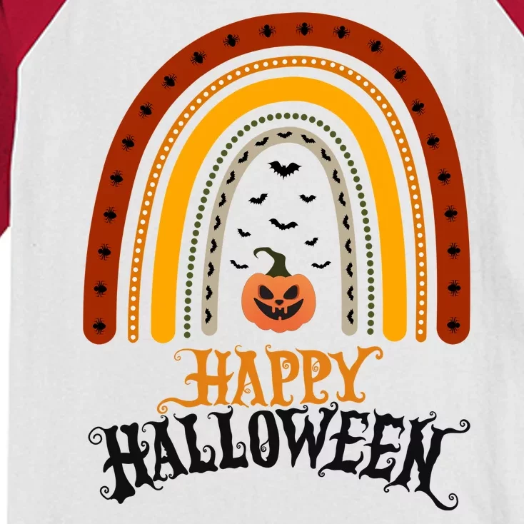 Happy Halloween Rainbow Pumpkin Kids Colorblock Raglan Jersey