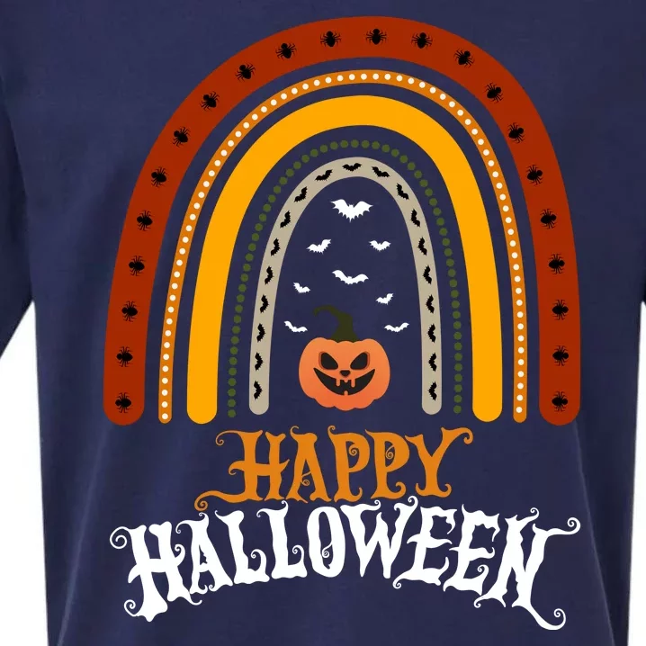 Happy Halloween Rainbow Pumpkin Sueded Cloud Jersey T-Shirt