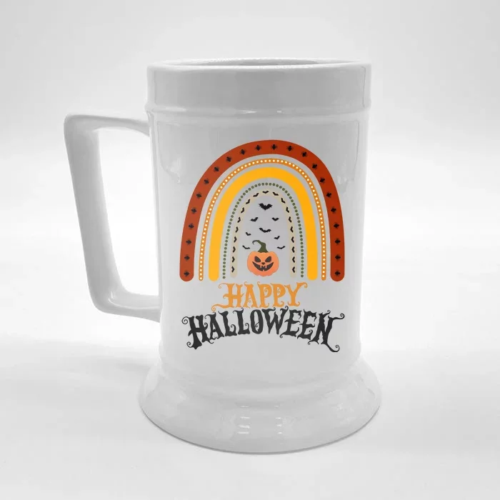 Happy Halloween Rainbow Pumpkin Front & Back Beer Stein