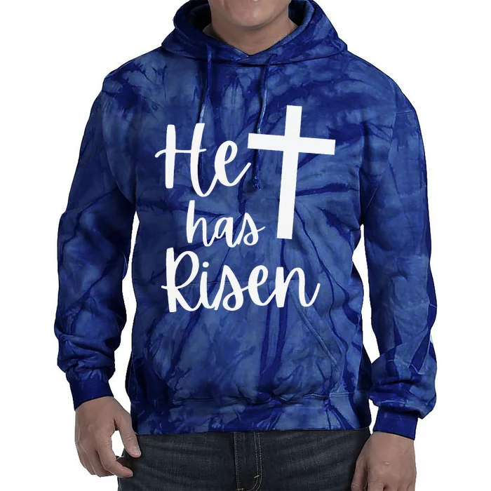 He Has Risen Jesus Christian Happy Easter Cross Religious Tie Dye Hoodie