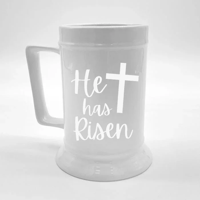 He Has Risen Jesus Christian Happy Easter Cross Religious Front & Back Beer Stein