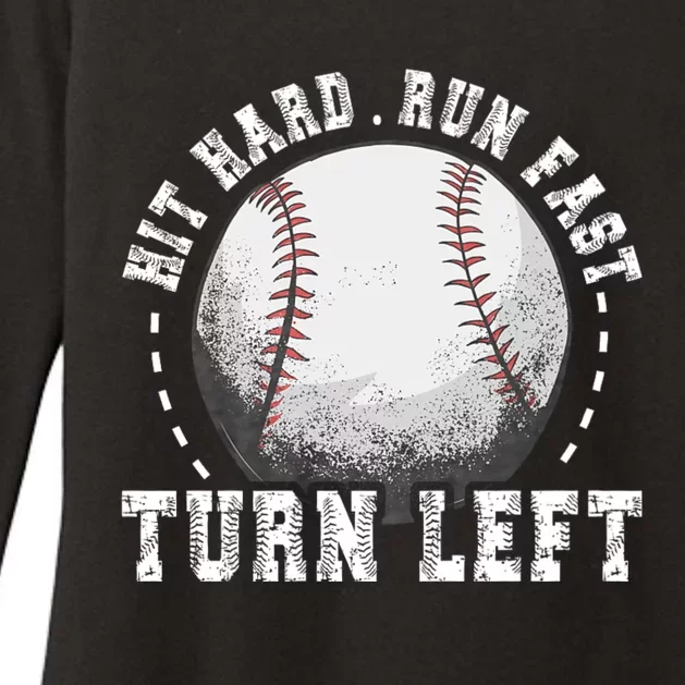 Hit Hard Run Fast Turn Left Baseball Player Womens CVC Long Sleeve Shirt