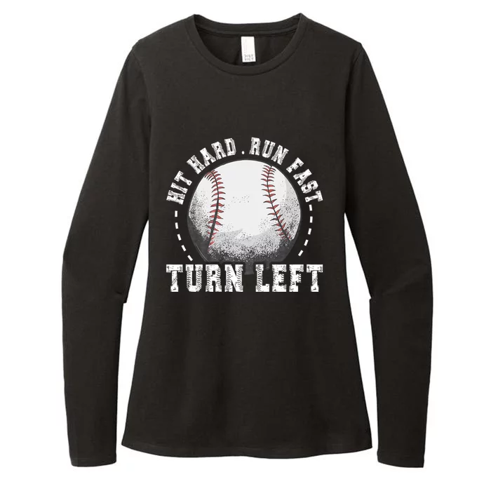 Hit Hard Run Fast Turn Left Baseball Player Womens CVC Long Sleeve Shirt