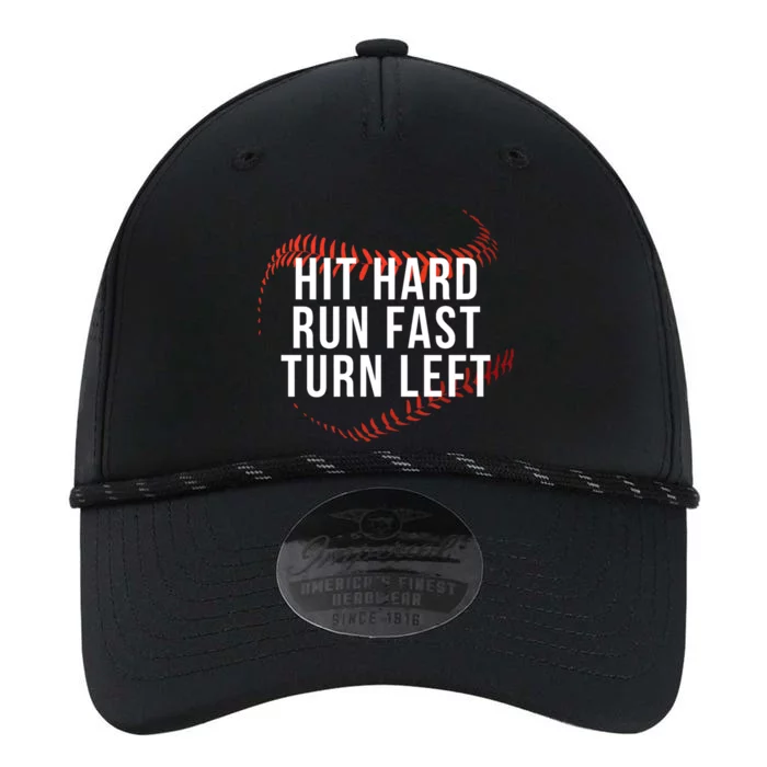 Hit Hard Run Fast Turn Left Funny Baseball Player & Fan Performance The Dyno Cap