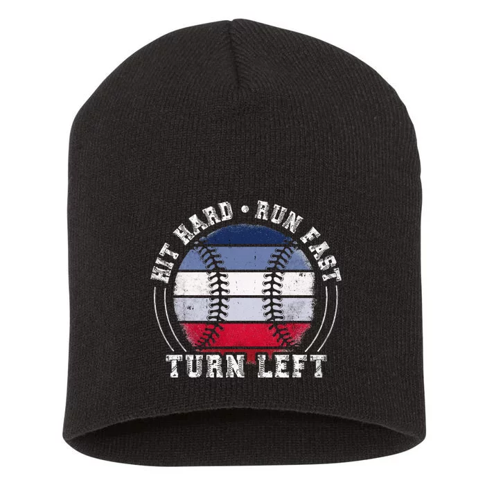 Hit Hard Run Fast Turn Left Baseball Player Short Acrylic Beanie