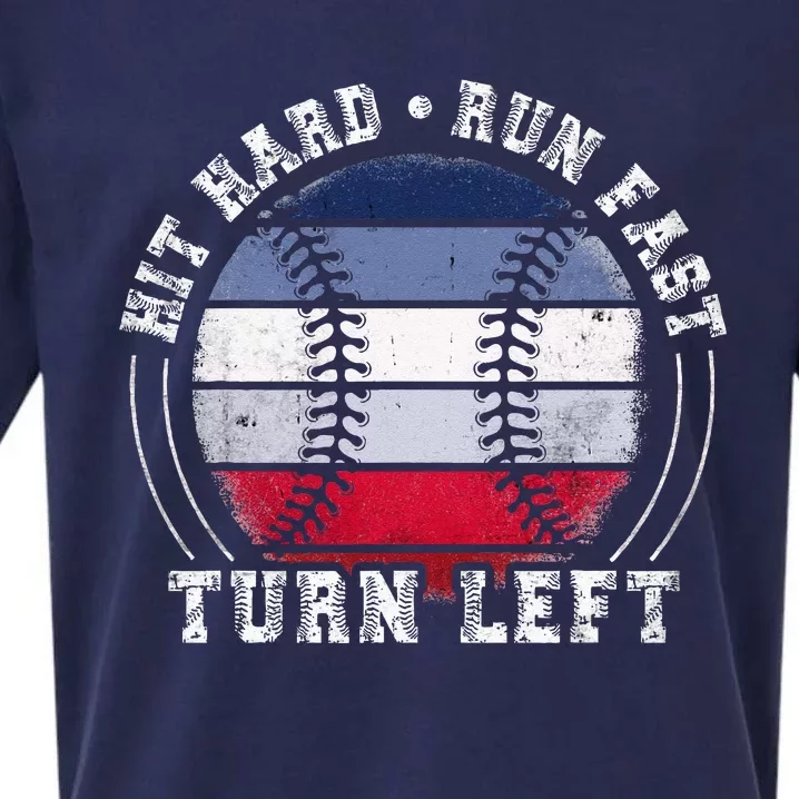 Hit Hard Run Fast Turn Left Baseball Player Sueded Cloud Jersey T-Shirt