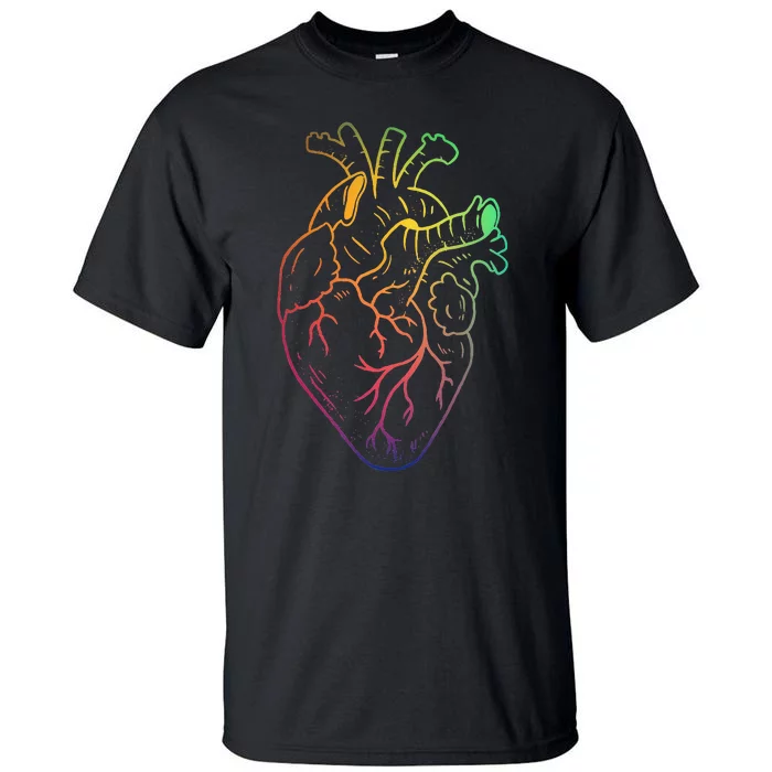 Human heart rainbow colour pride Tall T-Shirt