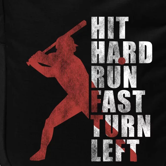 Hit Hard Run Fast Turn Left Funny Baseball Player Cute Gift Impact Tech Backpack