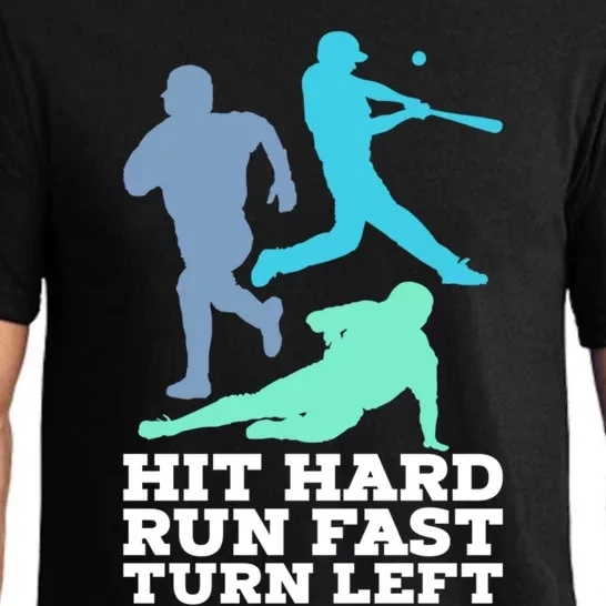 Hit Hard Run Fast Turn Left Baseball Pajama Set