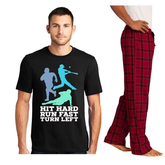 Hit Hard Run Fast Turn Left Baseball Pajama Set