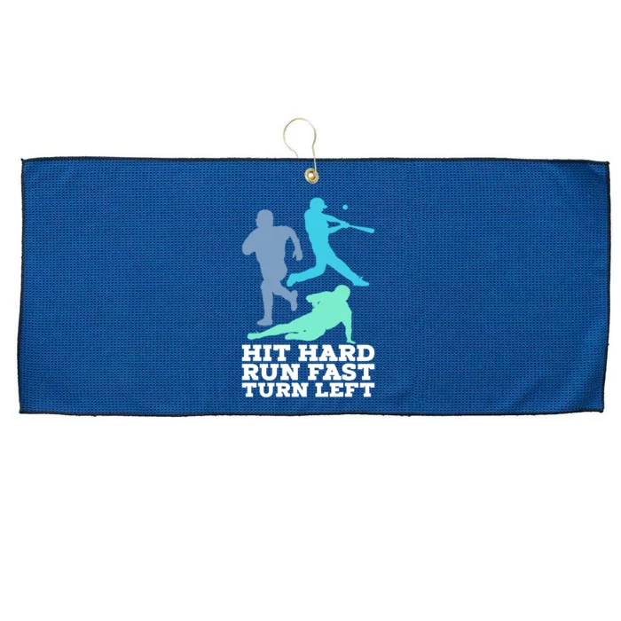 Hit Hard Run Fast Turn Left Baseball Large Microfiber Waffle Golf Towel