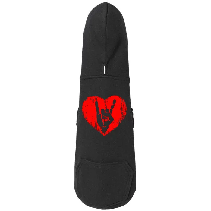 Hand Horns Rock On Heart Doggie 3-End Fleece Hoodie