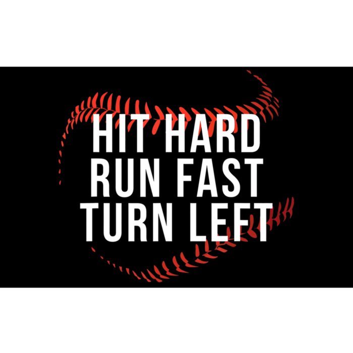 Hit Hard Run Fast Turn Left Funny Baseball Bumper Sticker