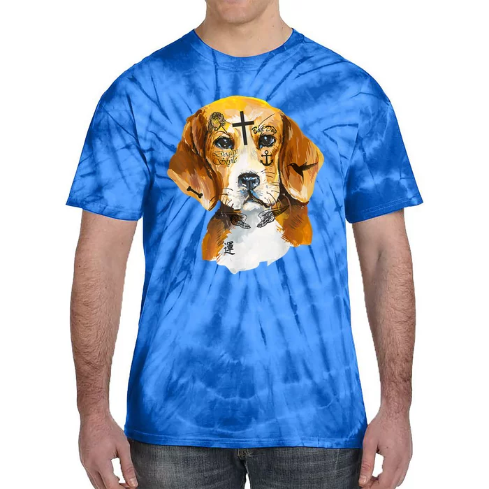 Hip Hop Rap Music Tattoo I Love My Beagle Dog Face Tie-Dye T-Shirt