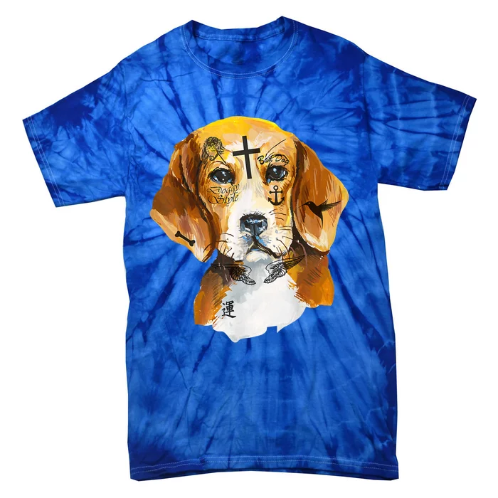 Hip Hop Rap Music Tattoo I Love My Beagle Dog Face Tie-Dye T-Shirt