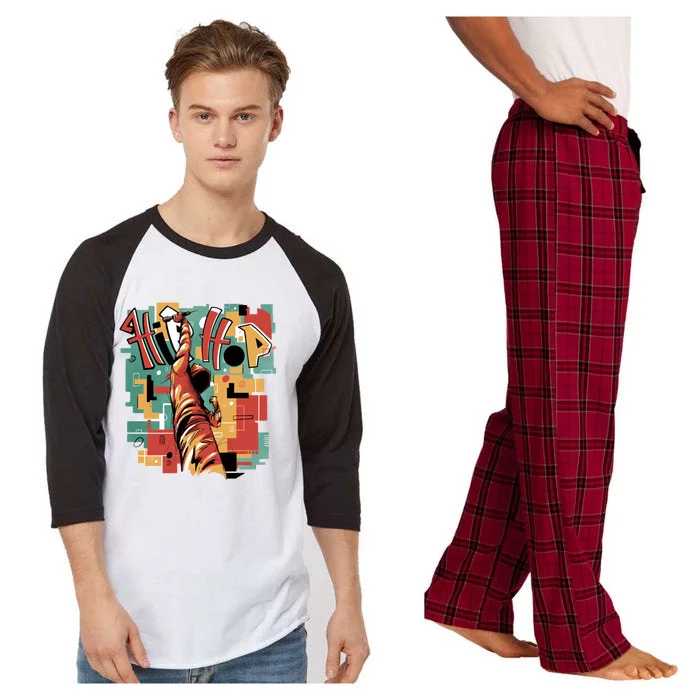 Hip Hop Retro Music Raglan Sleeve Pajama Set