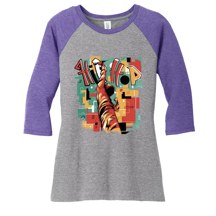 Hip Hop Retro Music Women's Tri-Blend 3/4-Sleeve Raglan Shirt