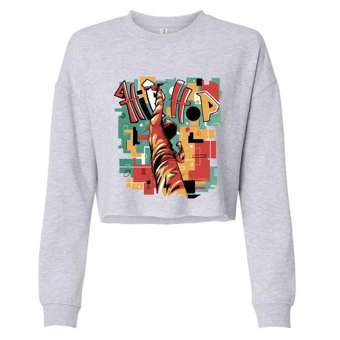 Hip Hop Retro Music Cropped Pullover Crew