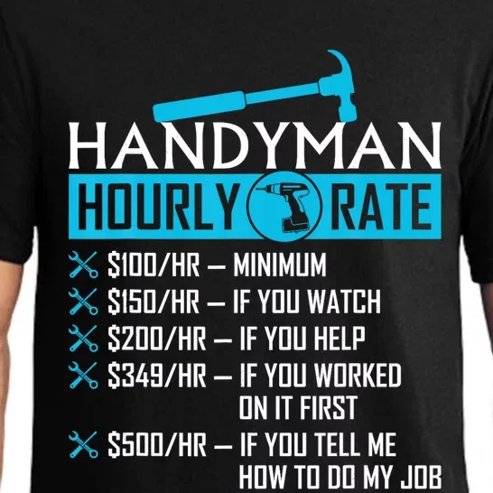 Handyman Hourly Rate Humor Carpenter Funny Handy Man Pajama Set