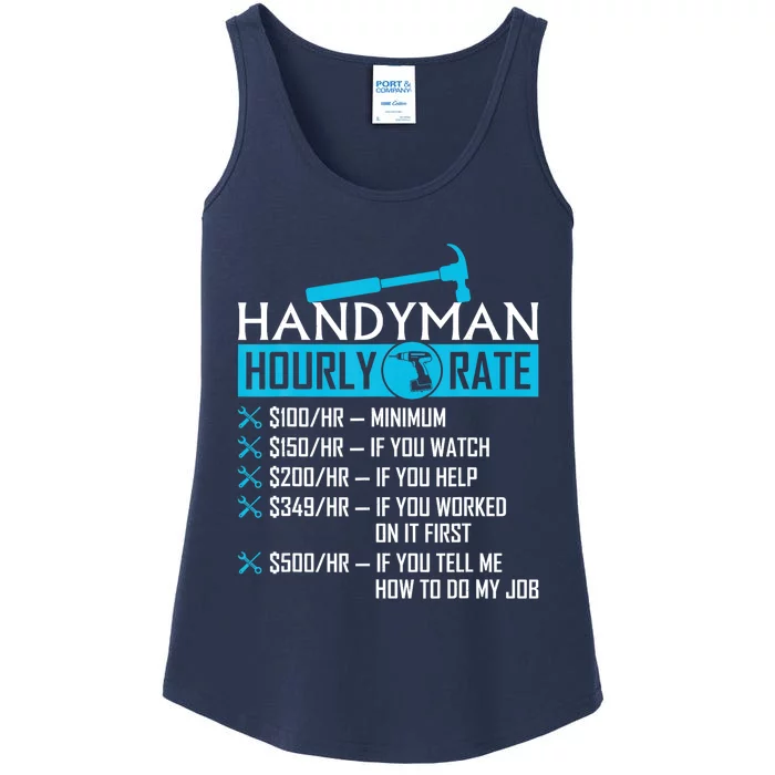 Handyman Hourly Rate Humor Carpenter Funny Handy Man Ladies Essential Tank