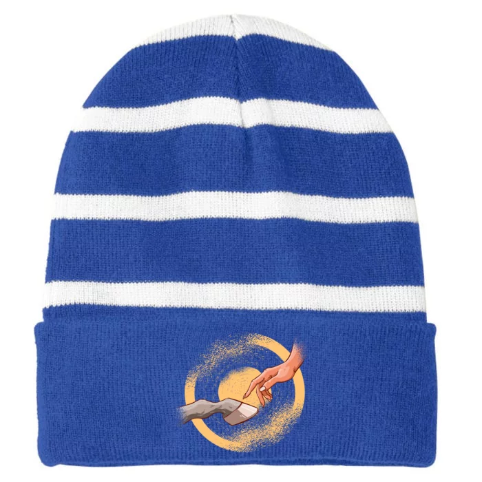 Horse Horseback Riding Gift Striped Beanie with Solid Band